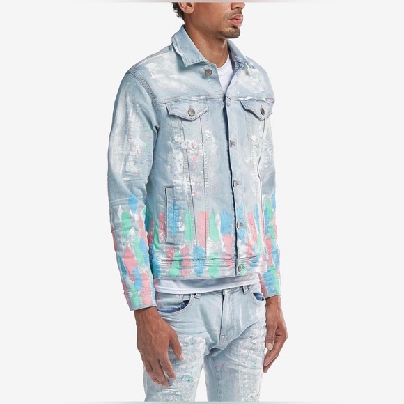 COPPER RIVET DENIM PAINT SPLATTER JACKET - SIZE SMALL ( PRELOVED) - Picture 3 of 7